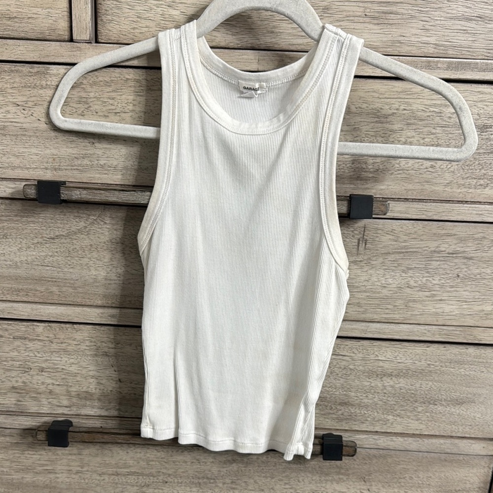 garage white Ribbed Tank Top